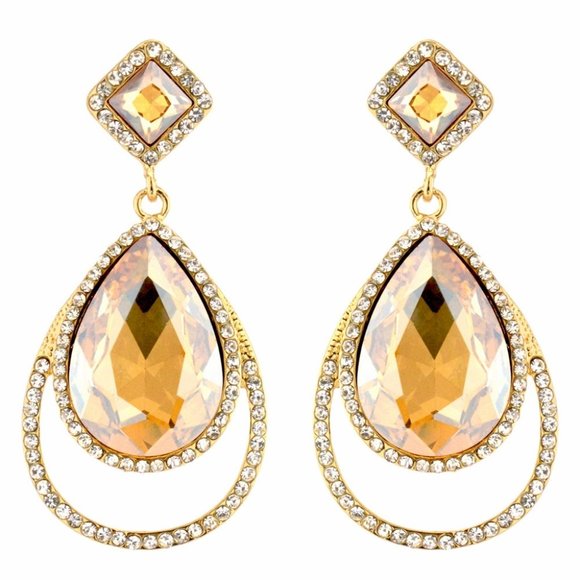 NOX ANABEL Jewelry - GOLD TEARDROP RHINESTONE EARRINGS NX1408209